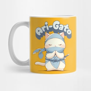 Ari-Gato kawaii white ninja thank you cat Mug